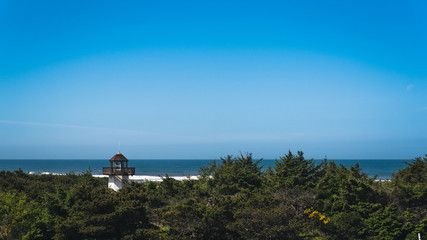 Lone lighthouse on the coast.