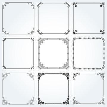 Decorative frames and borders square set vector