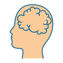 head with brain icon over white background colorful design vector illustration