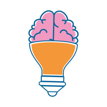 brain with Light bulb shape  icon over white background vector illustration