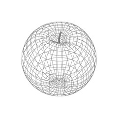 3d wireframe apple on white background. Vector illustration