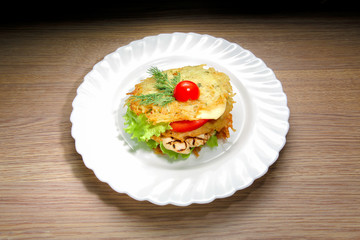 Potato pancake chicken burger