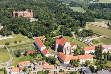 Obraz premium aerial view of the Kamieniec Zabkowicki town suburbs