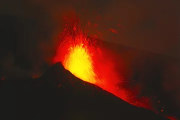 Foto op geborsteld aluminium Vulkaan Etna, lavafontein