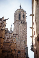 Fototapeta na wymiar Barcelona, Spain, Old town Barri Gotic district - characteristic gothic building