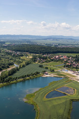 Fototapeta premium aerial view of the Byczen village in Poland