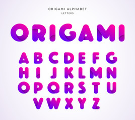 Vector origami alphabet. Letter collection