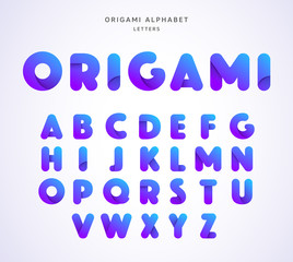 Vector origami alphabet. Letter collection