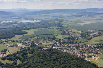 Fototapeta na wymiar aerial view of the Kamieniec Zabkowicki town suburbs