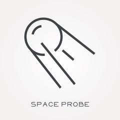 Line icon space probe - obrazy, fototapety, plakaty
