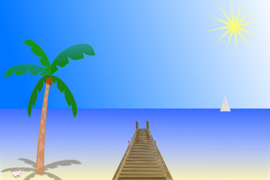 illustration of a sunny day at beach