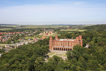 Fototapeta na wymiar aerial view of the Kamieniec Zabkowicki town suburbs