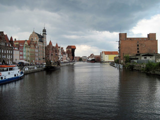 Fototapeta na wymiar Gdansk Old Town, crane gate on the banks of the River Motlawa, Poland