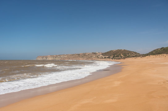 Atlantic ocean sand beach on central Morocco, near Safi town.