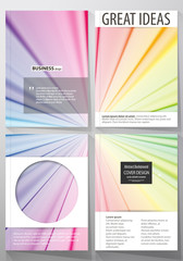 Fototapeta premium Business templates for brochure, magazine, flyer, report. Cover template, easy editable vector, flat layout in A4 size. Colorful background, abstract waves, lines. Bright color curves. Motion design.