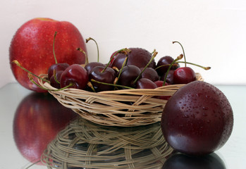 fresh red cherries