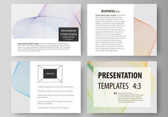 Naklejka na ściany i meble Set of business templates for presentation slides. Easy editable layouts in flat style, vector illustration. Colorful design with waves forming abstract beautiful background.