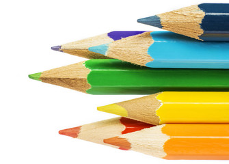 Obraz premium Bunch of multicolored pencils, macro