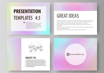 Business templates for presentation slides. Abstract vector layouts in flat design. Hologram, background in pastel colors with holographic effect. Blurred colorful pattern, futuristic surreal texture.