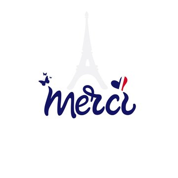 Merci card. Thank you lettering in french