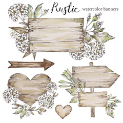 Handpainted collection watercolor wood planks clipart. - 162074118