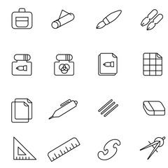 Stuff for drafting as line icons / There are some types of paper and devices for drafting
