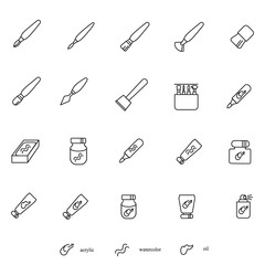 Stuff for painting as line icons / There are some types of stuff for painting arts
