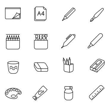 Stuff for art as line icons / There are some types of stuff for drawing and painting
