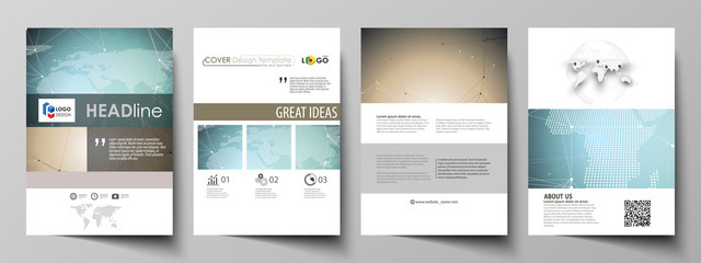 The vector illustration of the editable layout of A4 format covers design templates for brochure, magazine, flyer, booklet, report. Chemistry pattern with molecule structure. Medical DNA research.