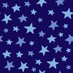 Vector Abstract Holiday Seamless Pattern with Blue Stars