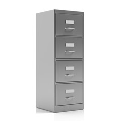 Filing cabinet isolated on white background. 3d illustration