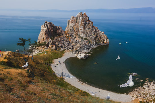 Beautiful View of famous Baikal Lake in Siberia, Russia, the largest freshwater lake by volume in the world, Olkhon Island