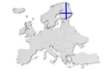 Fototapeta premium 3D map, flag - Finland