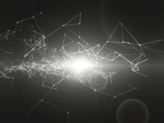 3D Abstract Polygonal Space Black and White Background with Connecting Dots and Lines | Futuristic Vector Illustration