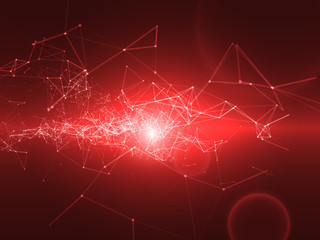 3D Abstract Polygonal Space Red Background with Connecting Dots and Lines | Futuristic Vector Illustration