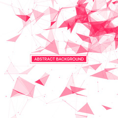 Abstract Polygonal Space - White Background with Pink Low Poly Connecting Dots and Lines - Connection Structure - Futuristic Vector Design