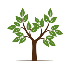Summer Tree with Leaves. Vector Illustration.