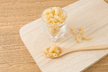 Fototapeta na wymiar Elbow Macaroni or Gomiti Pasta in A Spoon