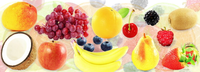  Mixed fresh fruits Healthy natural food concept background