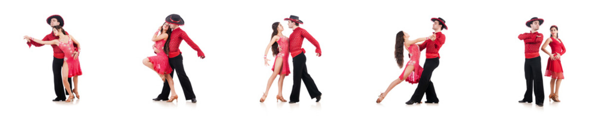 Pair of dancers isolated on the white