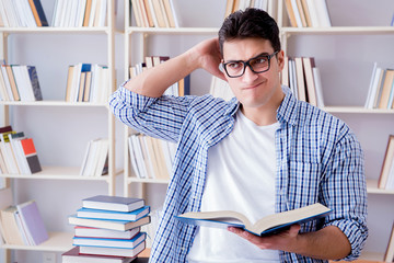 Young student with books preparing for exams