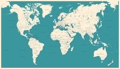 Vintage World Map - Vector Illustration