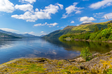 Fototapeta na wymiar Loch Lomond at Rowardennan, Summer in Scotland, UK