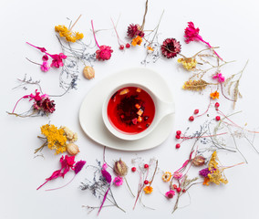 Image of  red fruit tea in made yuccie style printed on Printed Glass Splashbacks