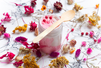 Cream organic cosmetics with herbs