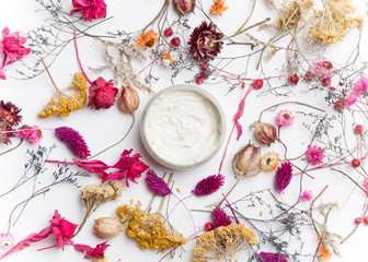 Cream organic cosmetics with herbs