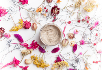 Cream organic cosmetics with herbs