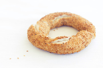 bagel with sesame on a white background