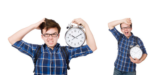 Student missing his studying deadlines on white