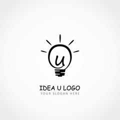 Letter U on a Lamp Idea Logo